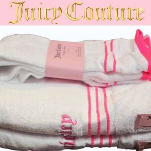 Juicy Couture Home Neon Border Signature Logo Oversized Bath & Hand Towel Set